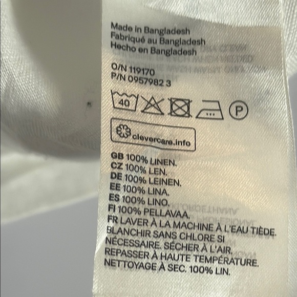 H&M 100% Linen White Blouse Short-Sleeved Relaxed Fit Size XXL - Picture 8 of 10
